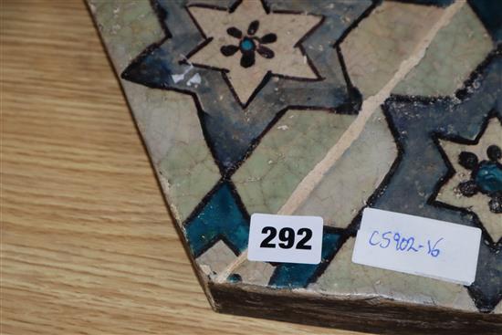 An Islamic hexagonal tile, 43cm sq.